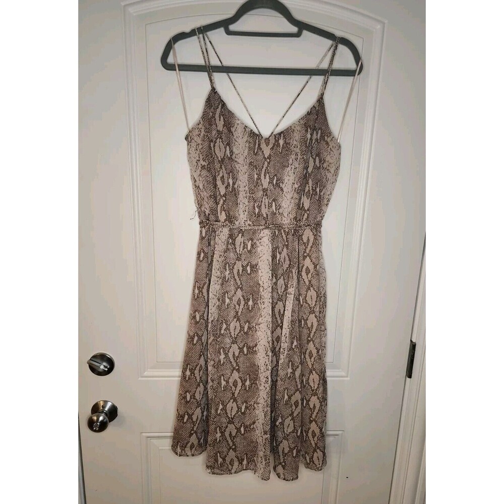 Banana Republic Spaghetti Strap Snake Print Dress Tan Small